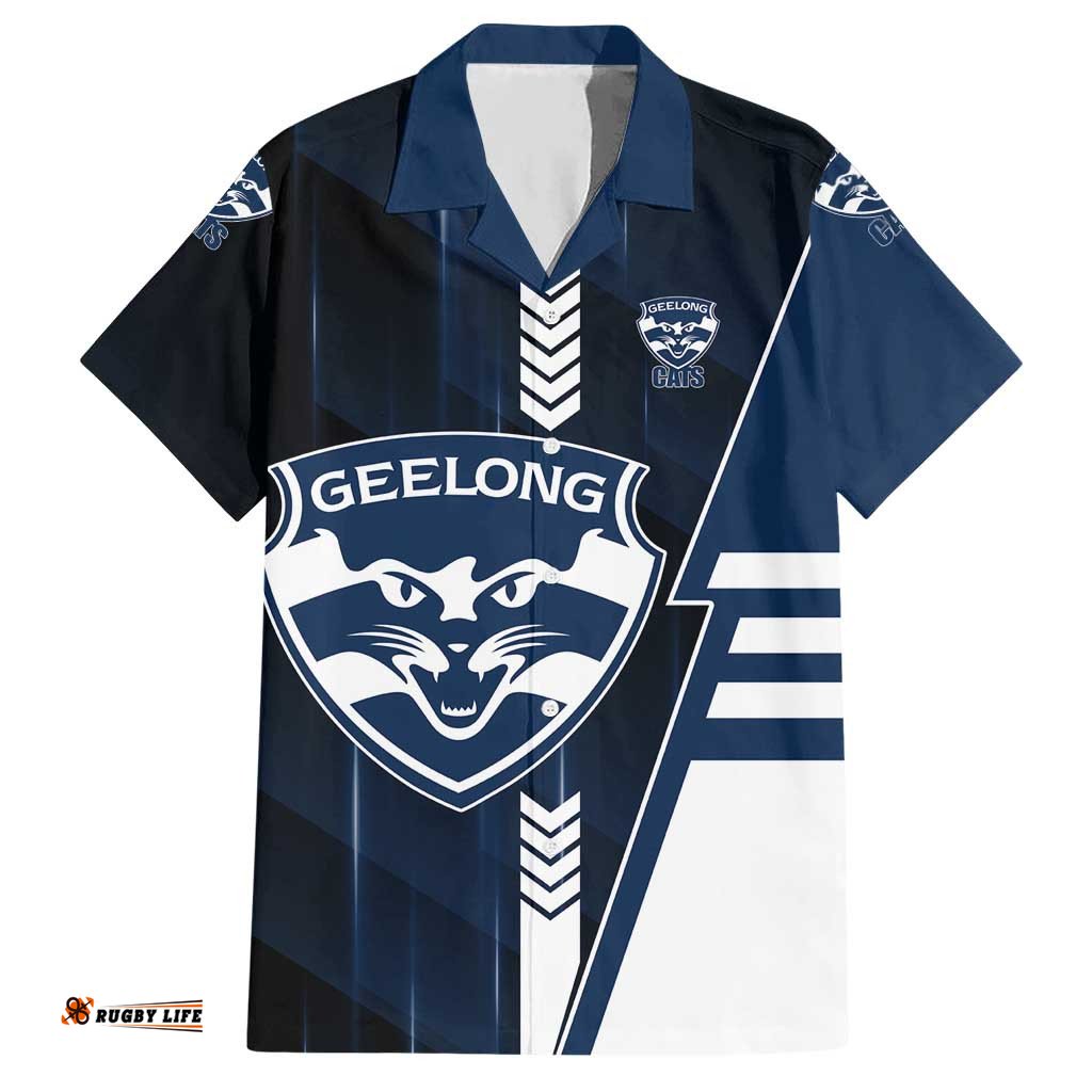 Personalized Geelong Cats Hawaiian Shirt Modern Geometric Sports Graphic Style TS04