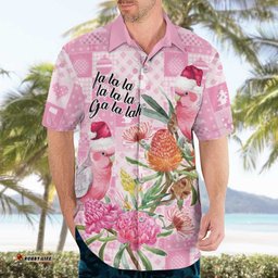 Sweet Pink Cockatoos Aussie Santa Hawaiian Shirt Australia Christmas Vibes LT9