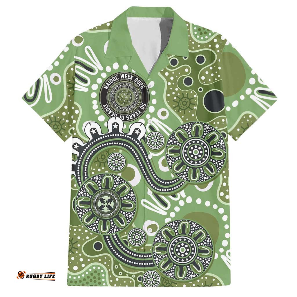 Personalised NAIDOC Week 50 Years Deadly Always Hawaiian Shirt Green Aboriginal Artwork Dot Painting LT9