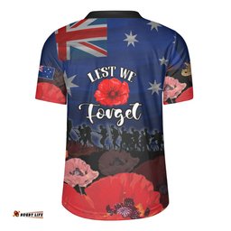 Australia V-Neck Rugby Jerseys - Anzac Day Soldier With Poppies Flowers