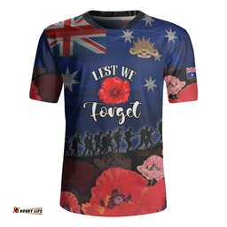 Australia V-Neck Rugby Jerseys - Anzac Day Soldier With Poppies Flowers