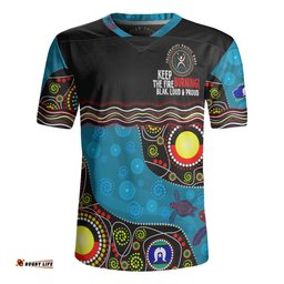 Australia V-Neck Rugby Jerseys Custom Naidoc Week Culture Art With River And Tortoise Aboriginal