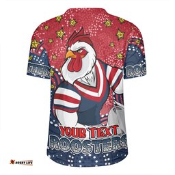 Sydney Roosters Custom V-Neck Rugby Jerseys - Custom With Aboriginal Inspired Style Of Dot Painting Patterns V-Neck Rugby Jerseys