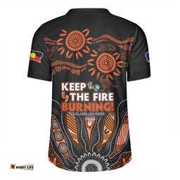 Australia V-Neck Rugby Jerseys Naidoc Week 2024 Indigenous Keep The Fire Burning Aboriginal Gum Leaf Painting