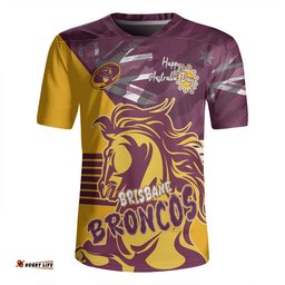 Brisbane Broncos V-Neck Rugby Jerseys - Happy Australia Day We Are One And Free V2