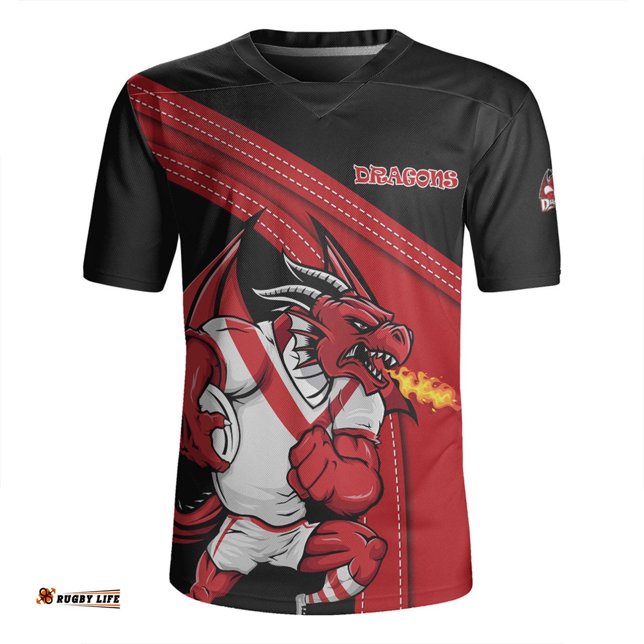 St. George Illawarra Dragons V-Neck Rugby Jerseys Custom Team Of Us Die Hard Fan Supporters