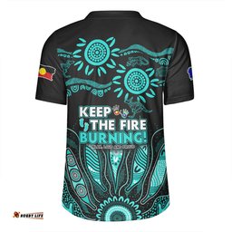 Australia V-Neck Rugby Jerseys Naidoc Week 2024 Indigenous Keep The Fire Burning Aboriginal Gum Leaf Painting Turquoise