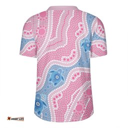 Australia Turtles Aboriginal Custom V-Neck Rugby Jerseys - Dreamtime River And Turtles Dot Art Painting Pink V-Neck Rugby Jerseys