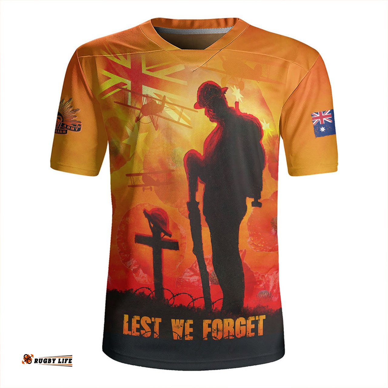 Australia V-Neck Rugby Jerseys Dawn Of Sacrifice Anzac Remembrance