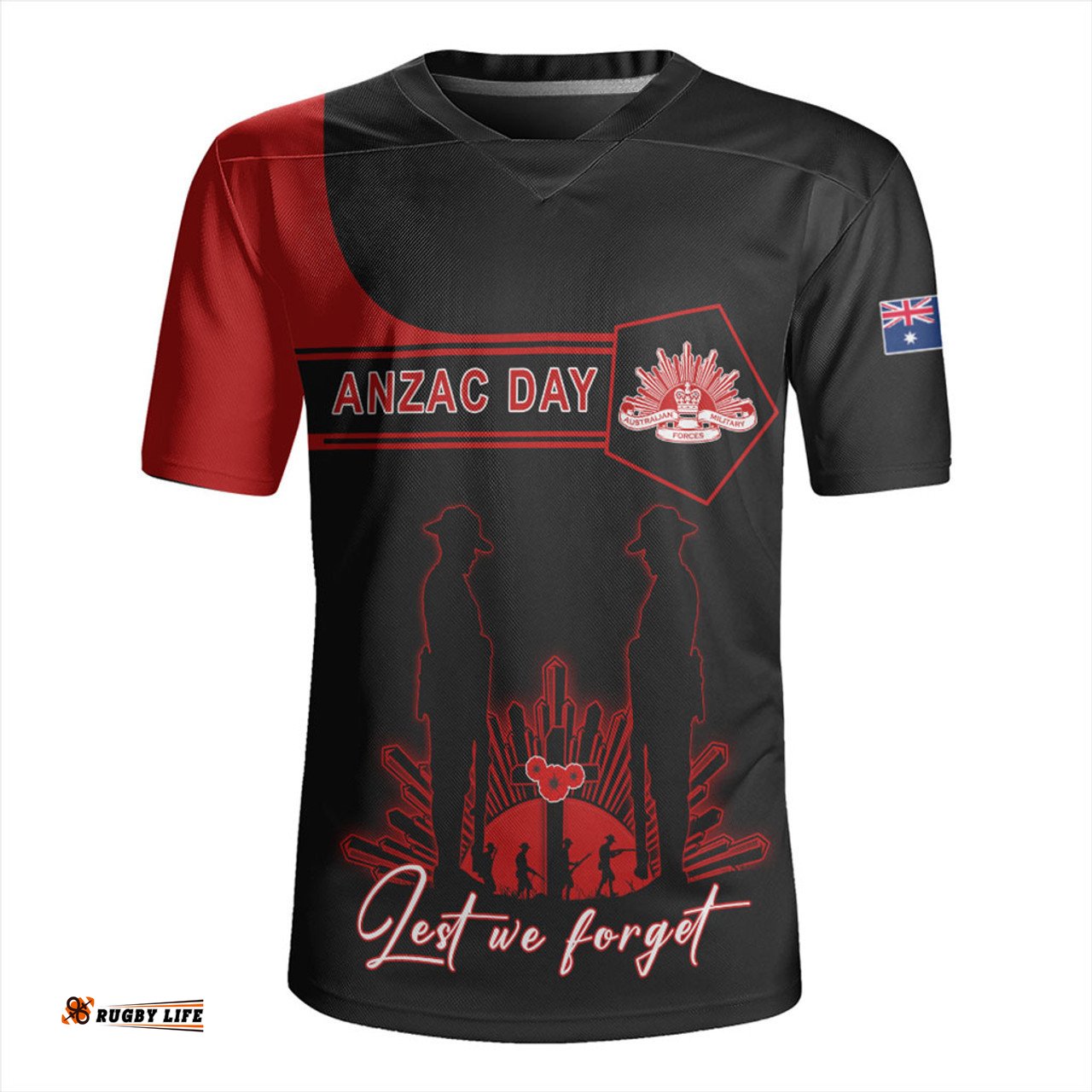 Australia V-Neck Rugby Jerseys Anzac Day Army And Soldiers Style