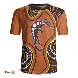 Australia V-Neck Rugby Jerseys Aboriginal Art With Kangaroo