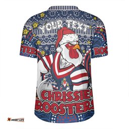 Sydney Roosters Christmas Custom V-Neck Rugby Jerseys - Christmas Knit Patterns Vintage Jersey Ugly V-Neck Rugby Jerseys