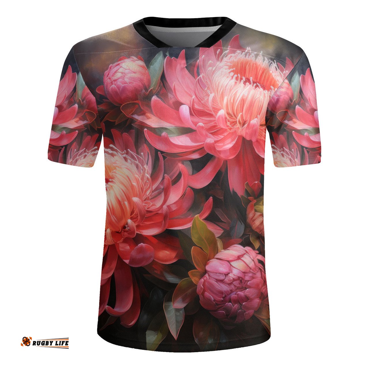 Australia Waratah V-Neck Rugby Jerseys - Waratah Oil Painting Abstract Ver1 V-Neck Rugby Jerseys