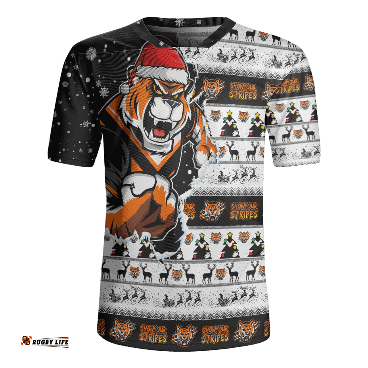 Wests Tigers V-Neck Rugby Jerseys Merry Christmas Our Beloved Team Scratch Style