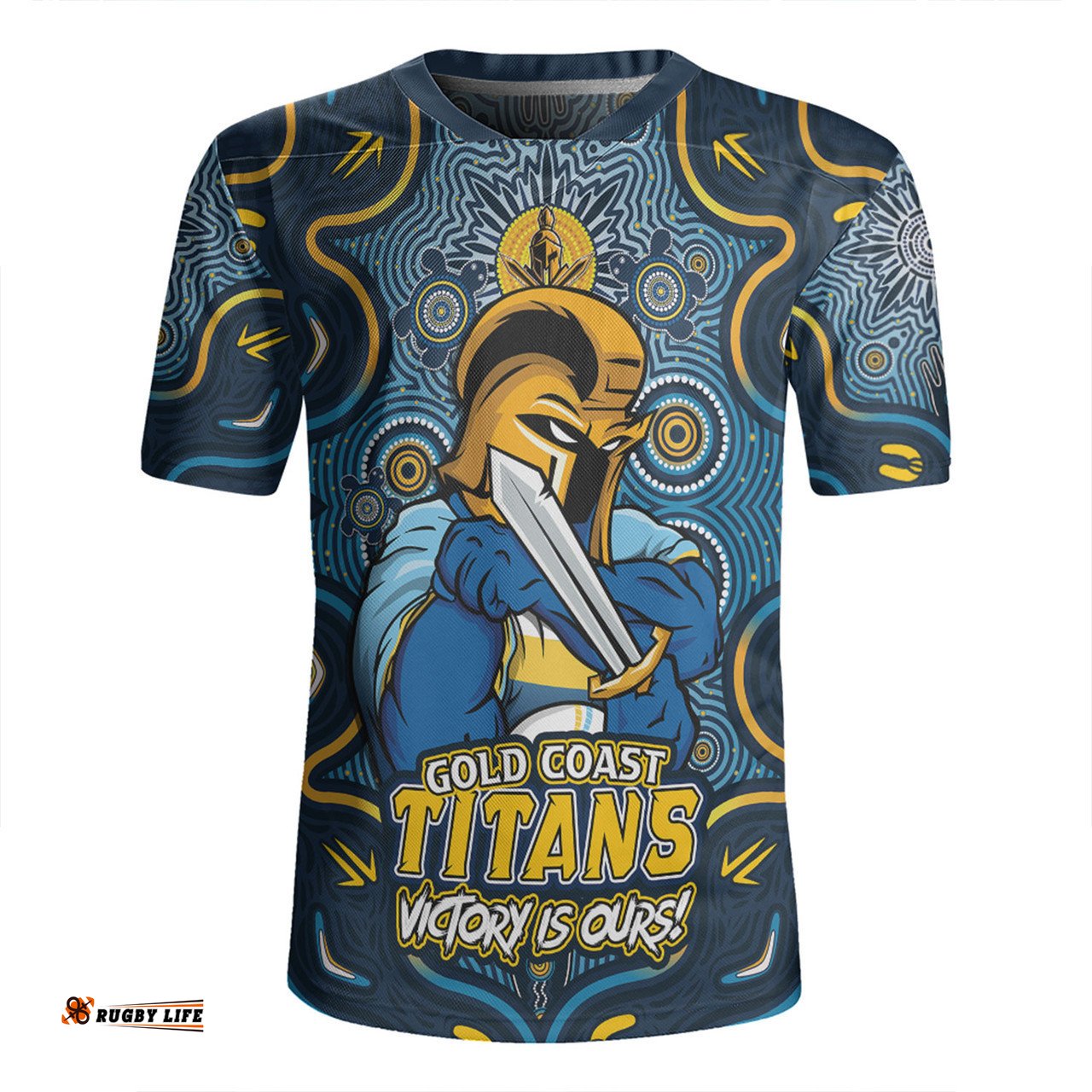 Gold Coast Titans V-Neck Rugby Jerseys Aboriginal Pattern Inspired Victory Is Ours