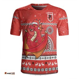 St. George Illawarra Dragons Christmas Custom V-Neck Rugby Jerseys - Ugly Xmas And Aboriginal Patterns For Die Hard Fan V-Neck Rugby Jerseys