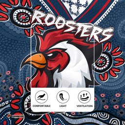 Sydney Roosters V-Neck Rugby Jerseys - Custom Blue Sydney Roosters Blooded Aboriginal Inspired