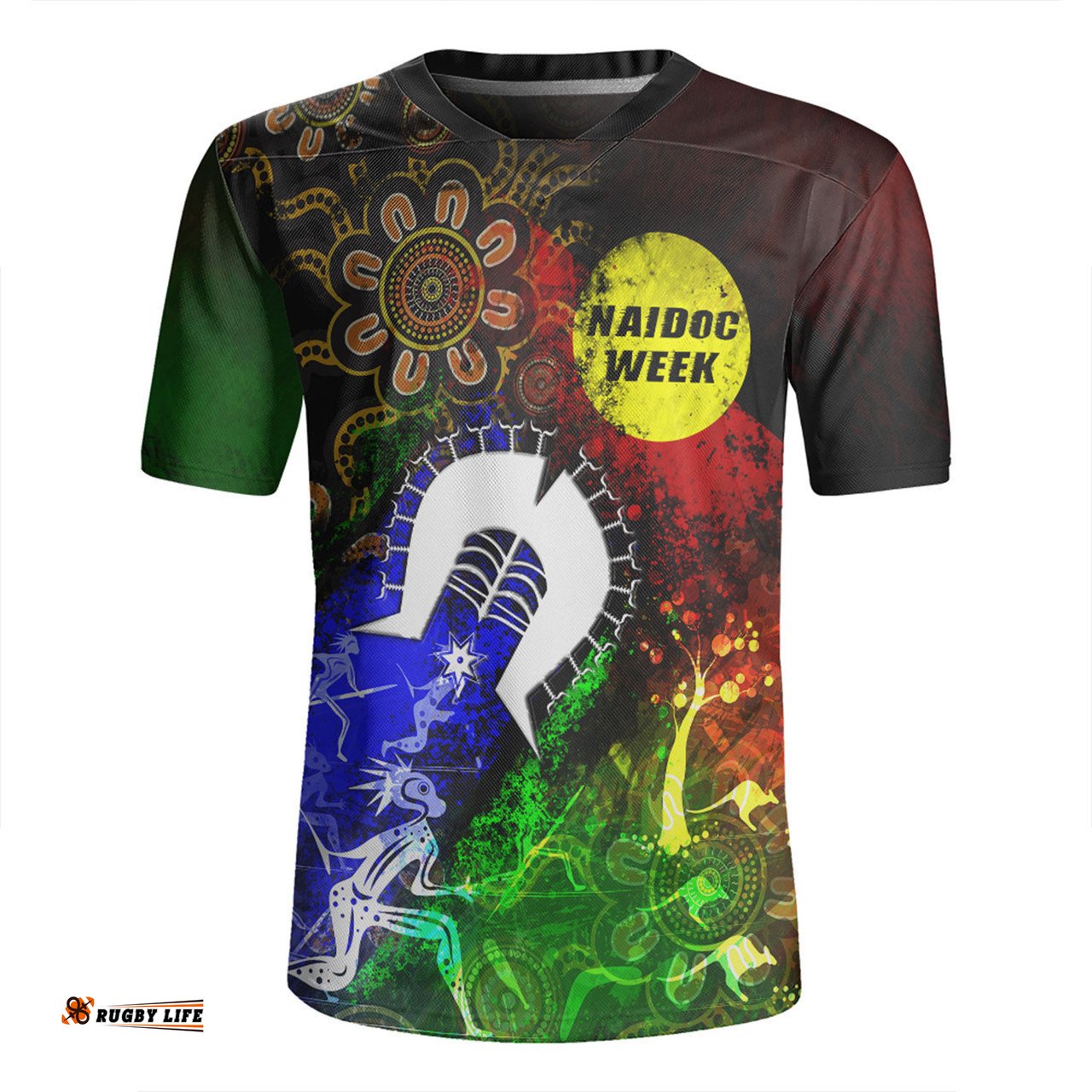 Australia V-Neck Rugby Jerseys Naidoc Week Aboriginal Indigenous Inspired Blood In Me