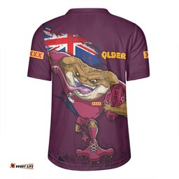Queensland Maroons V-Neck Rugby Jerseys Custom For Die Hard Fan Australia Flag Scratch Style