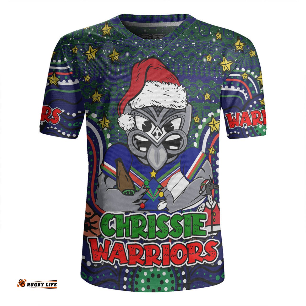 New Zealand Warriors Christmas Custom V-Neck Rugby Jerseys - Christmas Knit Patterns Vintage Jersey Ugly V-Neck Rugby Jerseys
