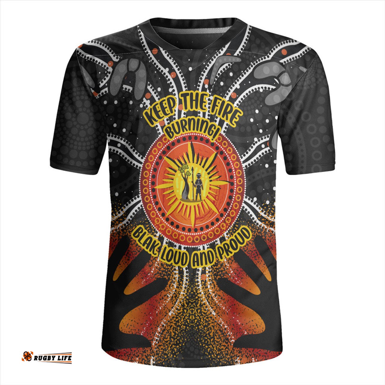Australia V-Neck Rugby Jerseys Naidoc Week Aboriginal Pattern Hand Symbols