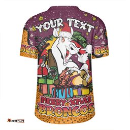 Brisbane Broncos Christmas Custom V-Neck Rugby Jerseys - Merry Christmas Our Beloved Team With Aboriginal Dot Art Pattern V-Neck Rugby Jerseys