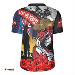St. George Illawarra Dragons V-Neck Rugby Jerseys United In Spirit Anzac Day Tribute
