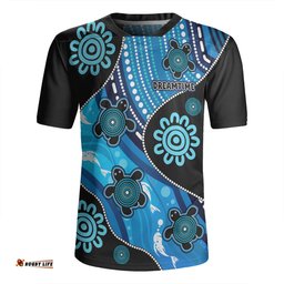 Australia V-Neck Rugby Jerseys Aboriginal Inspired Dreamtime River And Turtles Dot Art Painting
