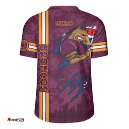 Brisbane Broncos V-Neck Rugby Jerseys - Happy Australia Day Flag Scratch Style