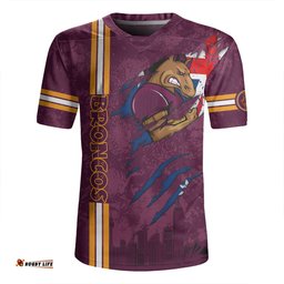 Brisbane Broncos V-Neck Rugby Jerseys - Happy Australia Day Flag Scratch Style