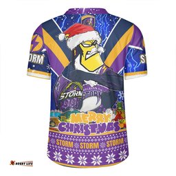 Melbourne Storm Christmas Custom V-Neck Rugby Jerseys - Storm Man Santa Claus Aussie Big Things V-Neck Rugby Jerseys