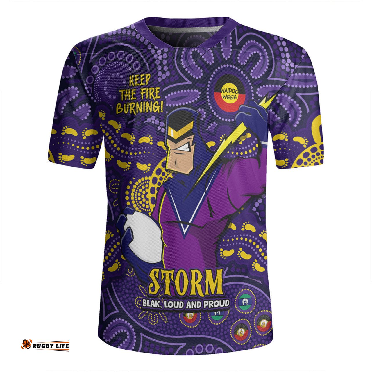 Melbourne Storm V-Neck Rugby Jerseys Custom Naidoc Week 2024 Aboriginal Pattern And Torres Strait Islander Inspired