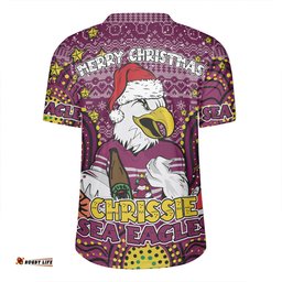 Manly Warringah Sea Eagles Christmas Custom V-Neck Rugby Jerseys - Christmas Knit Patterns Vintage Jersey Ugly V-Neck Rugby Jerseys