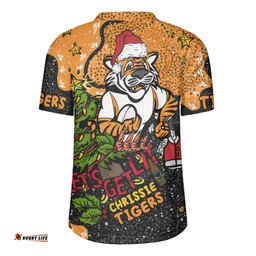 Wests Tigers Christmas Custom V-Neck Rugby Jerseys - Let's Get Lit Chrisse Pressie V-Neck Rugby Jerseys