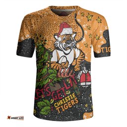 Wests Tigers Christmas Custom V-Neck Rugby Jerseys - Let's Get Lit Chrisse Pressie V-Neck Rugby Jerseys