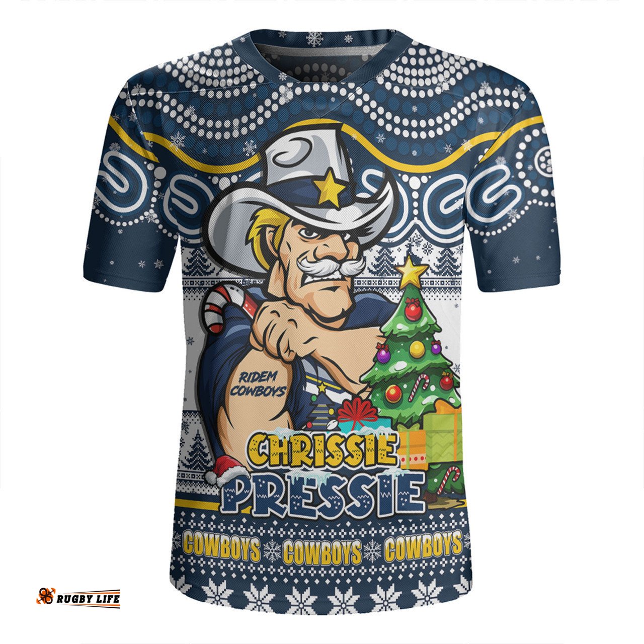 North Queensland Cowboys V-Neck Rugby Jerseys Aussie Ugly Christmas For Die Hard Fan Supporters