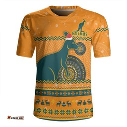 Australia Wallabies Christmas Custom V-Neck Rugby Jerseys - Ugly Xmas And Aboriginal Patterns For Die Hard Fan V-Neck Rugby Jerseys