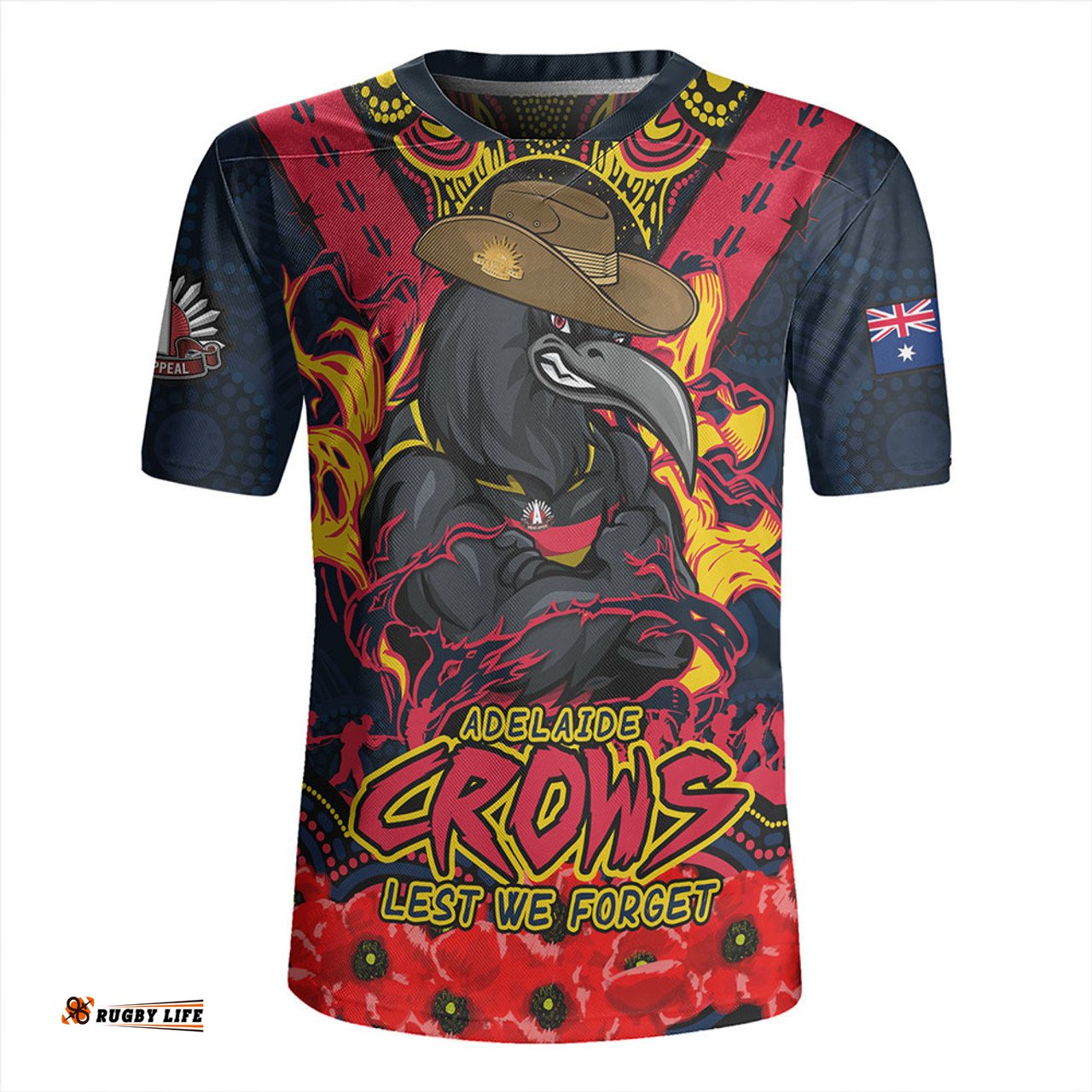Adelaide Crows V-Neck Rugby Jerseys Ripped Legacy Of The Game The ANZAC Spirit Lives On
