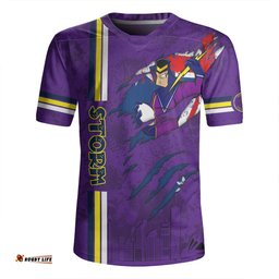Melbourne Storm V-Neck Rugby Jerseys - Happy Australia Day Flag Scratch Style