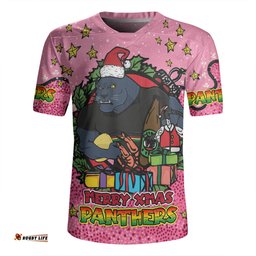 Penrith Panthers Christmas Custom V-Neck Rugby Jerseys - Merry Christmas Our Beloved Team With Aboriginal Dot Art Pattern V2 V-Neck Rugby Jerseys