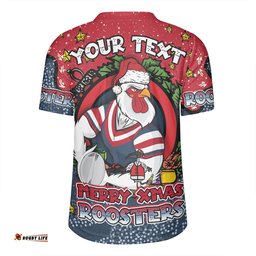 Sydney Roosters Christmas Custom V-Neck Rugby Jerseys - Merry Christmas Our Beloved Team With Aboriginal Dot Art Pattern V-Neck Rugby Jerseys
