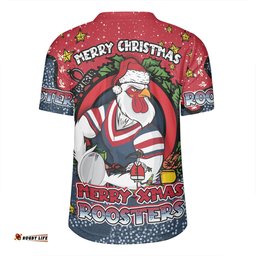 Sydney Roosters Christmas Custom V-Neck Rugby Jerseys - Merry Christmas Our Beloved Team With Aboriginal Dot Art Pattern V-Neck Rugby Jerseys