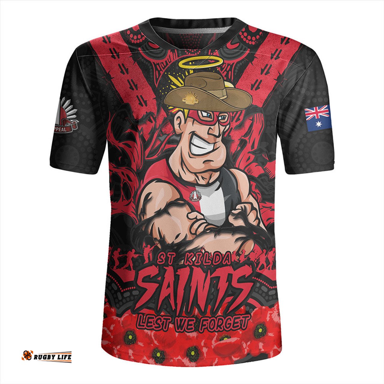St Kilda V-Neck Rugby Jerseys Ripped Legacy Of The Game The ANZAC Spirit Lives On