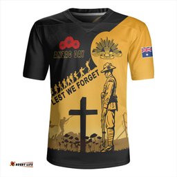 Australia V-Neck Rugby Jerseys Custom Anzac Day Soldiers Lest We Forget Poppy