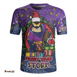 Melbourne Storm Christmas Custom V-Neck Rugby Jerseys - Merry Christmas Our Beloved Team With Aboriginal Dot Art Pattern V-Neck Rugby Jerseys