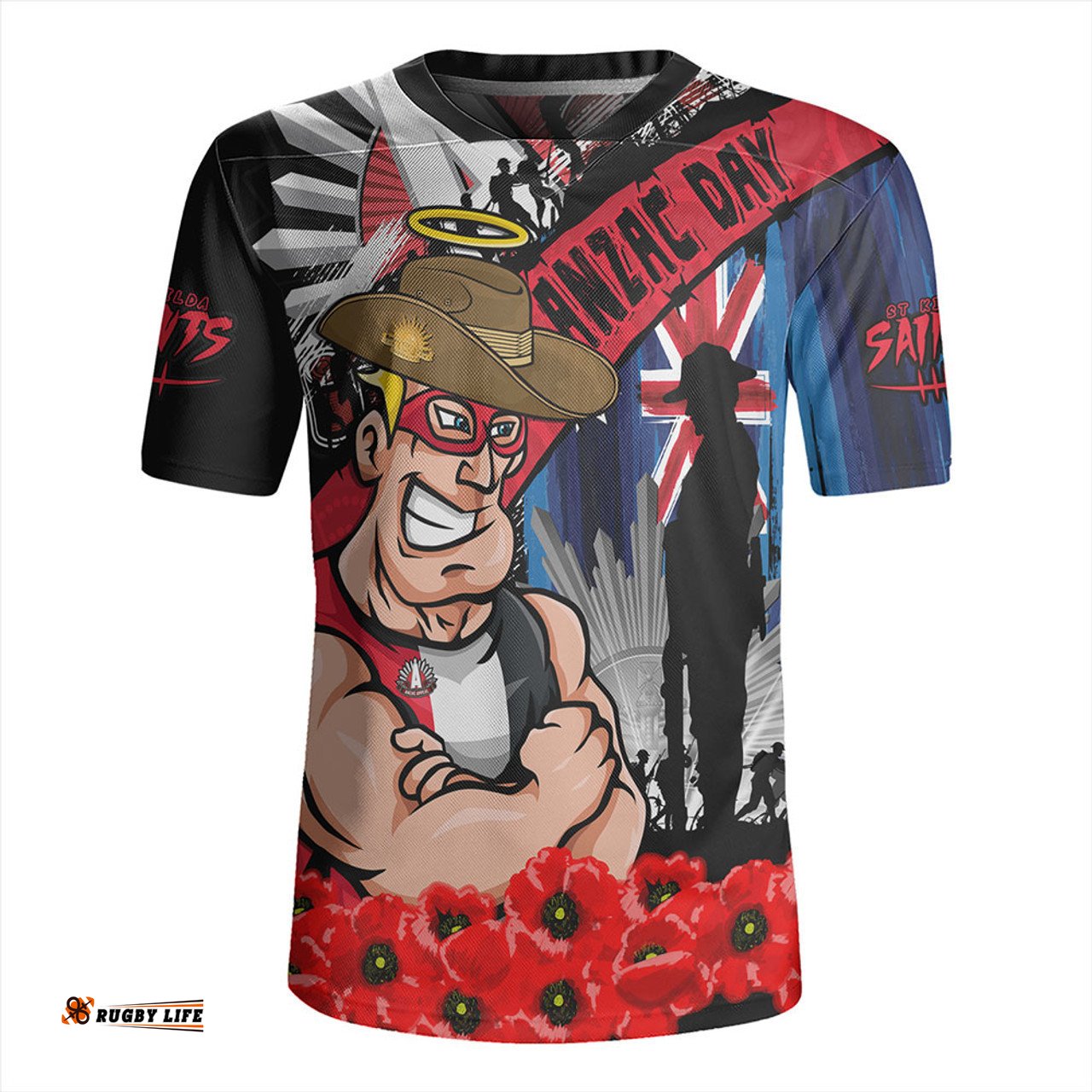 St Kilda V-Neck Rugby Jerseys Anzac Day Honor United In Spirit