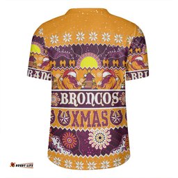 Brisbane Broncos Christmas Aboriginal Custom V-Neck Rugby Jerseys - Indigenous Knitted Ugly Xmas Style V-Neck Rugby Jerseys