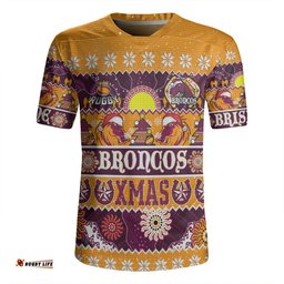 Brisbane Broncos Christmas Aboriginal Custom V-Neck Rugby Jerseys - Indigenous Knitted Ugly Xmas Style V-Neck Rugby Jerseys