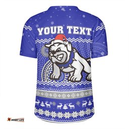 Canterbury-Bankstown Bulldogs Christmas Custom V-Neck Rugby Jerseys - Ugly Xmas And Aboriginal Patterns For Die Hard Fan V-Neck Rugby Jerseys