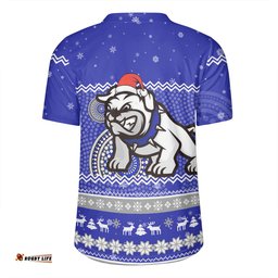 Canterbury-Bankstown Bulldogs Christmas Custom V-Neck Rugby Jerseys - Ugly Xmas And Aboriginal Patterns For Die Hard Fan V-Neck Rugby Jerseys